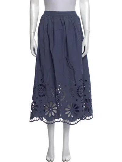 Pre-owned The Great Lace Pattern Midi Length Skirt In Blue