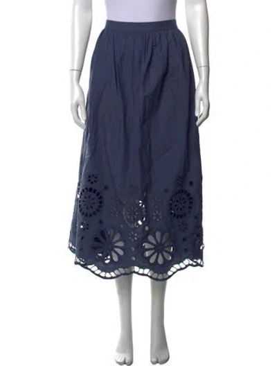 Pre-owned The Great Lace Pattern Midi Length Skirt In Blue
