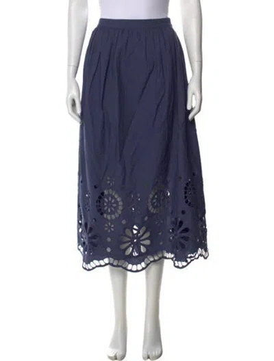 Pre-owned The Great Lace Pattern Midi Length Skirt W/ Tags In Blue
