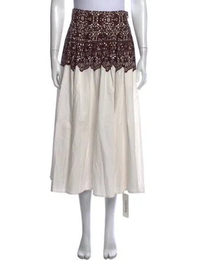 Pre-owned The Great Lace Pattern Midi Length Skirt In White