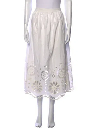 Pre-owned The Great Lace Pattern Midi Length Skirt In White