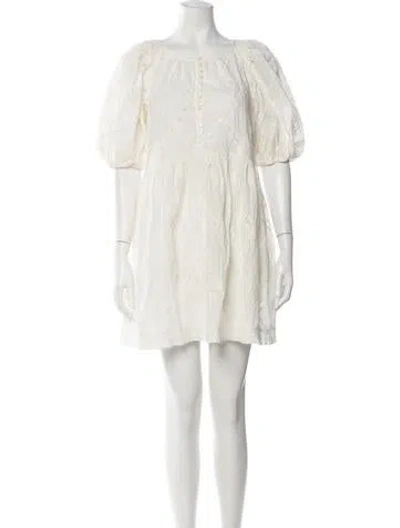 Pre-owned The Great Lace Pattern Mini Dress In White
