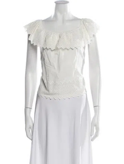 Pre-owned The Great Lace Pattern Off-the-shoulder Top In White