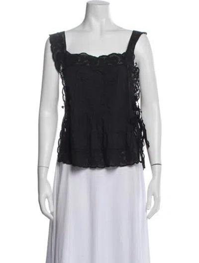 Pre-owned The Great Lace Pattern Square Neckline Top In Blue