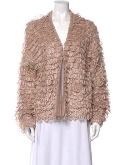 Pre-owned The Great Lace Pattern V-neck Sweater In Pink