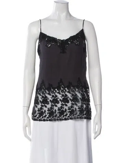 Pre-owned The Great Lace Pattern V-neck Top In Black