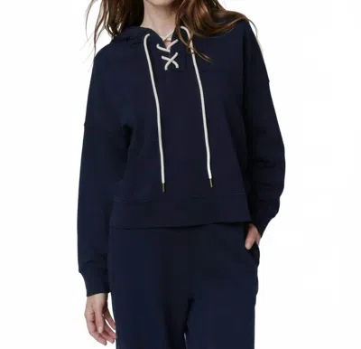 The Great Lace Up Hoodie In True Navy In Blue