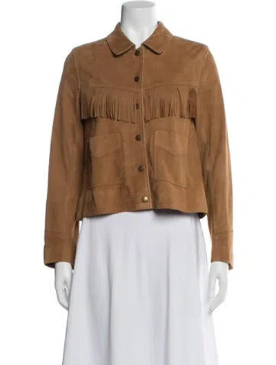 Pre-owned The Great Lamb Leather Jacket In Neutral