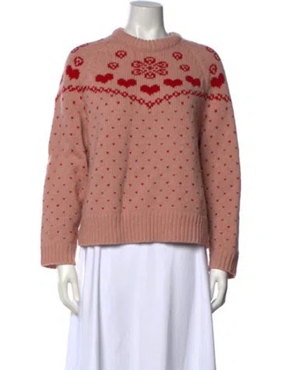 Pre-owned The Great Lambswool Floral Print Sweater In Pink