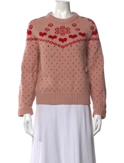 Pre-owned The Great Lambswool Graphic Print Sweater In Pink