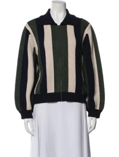 Pre-owned The Great Lambswool Striped Bomber Jacket In Multi