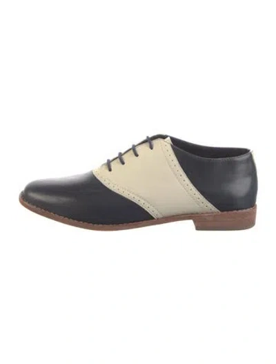 Pre-owned The Great Leather Colorblock Pattern Oxfords In Blue