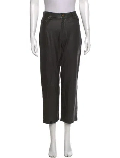 Pre-owned The Great Leather Straight Leg Pants In Black