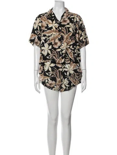 Pre-owned The Great Linen Floral Print Short Set In Black