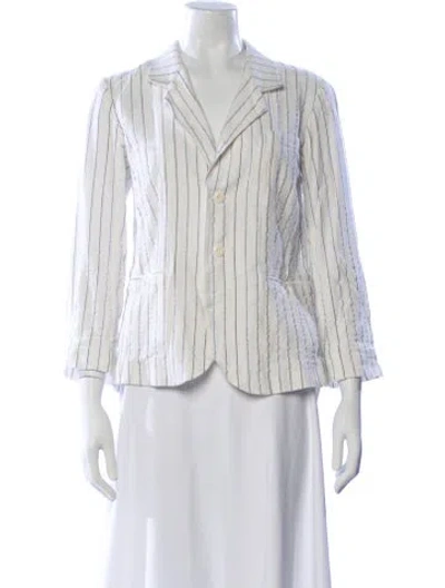 Pre-owned The Great Linen Striped Blazer In White