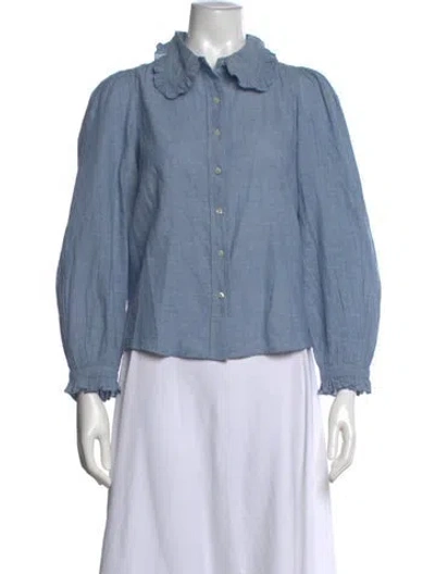 Pre-owned The Great Long Sleeve Blouse In Blue