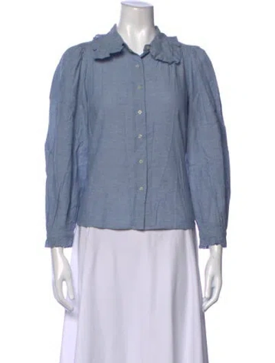 Pre-owned The Great Long Sleeve Blouse In Blue