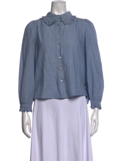 Pre-owned The Great Long Sleeve Blouse In Blue
