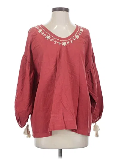 Pre-owned The Great Long Sleeve Blouse In Burgundy