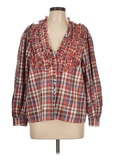 Pre-owned The Great Long Sleeve Blouse In Red