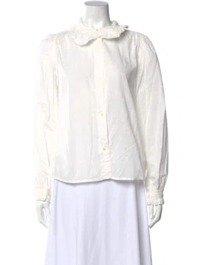 Pre-owned The Great Long Sleeve Blouse In White