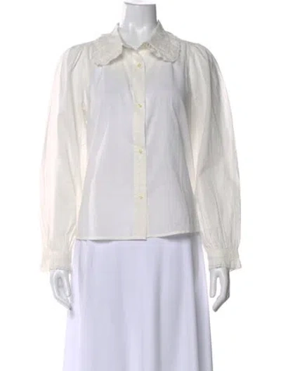Pre-owned The Great Long Sleeve Blouse In White