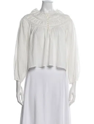 Pre-owned The Great Long Sleeve Blouse In White