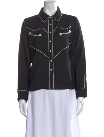 Pre-owned The Great Long Sleeve Button-up Top In Black