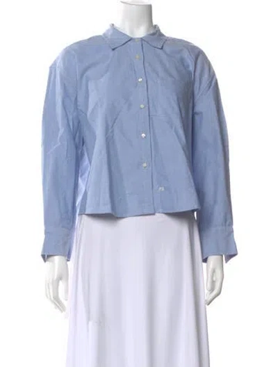 Pre-owned The Great Long Sleeve Button-up Top In Blue