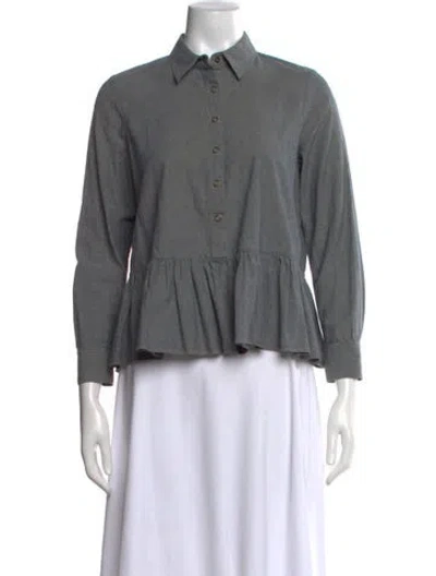 Pre-owned The Great Long Sleeve Button-up Top In Blue