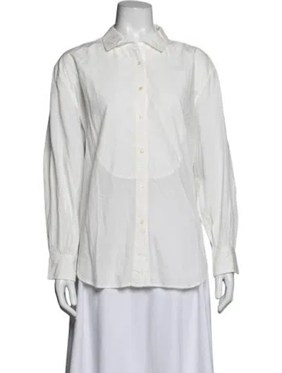 Pre-owned The Great Long Sleeve Button-up Top In Gray
