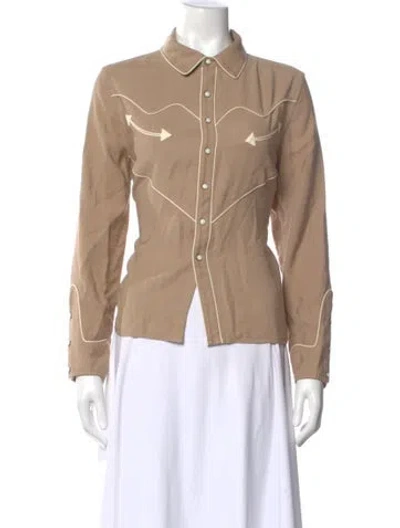 Pre-owned The Great Long Sleeve Button-up Top In Neutral