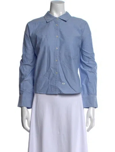 Pre-owned The Great Long Sleeve Button-up Top W/ Tags In Blue