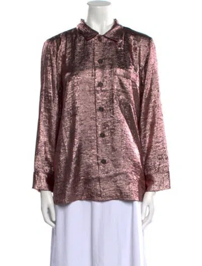 Pre-owned The Great Long Sleeve Button-up Top W/ Tags In Pink