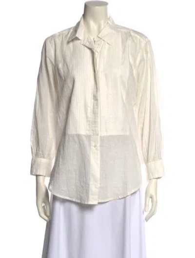 Pre-owned The Great Long Sleeve Button-up Top In White