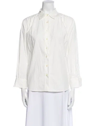 Pre-owned The Great Long Sleeve Button-up Top In White