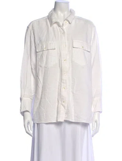 Pre-owned The Great Long Sleeve Button-up Top In White