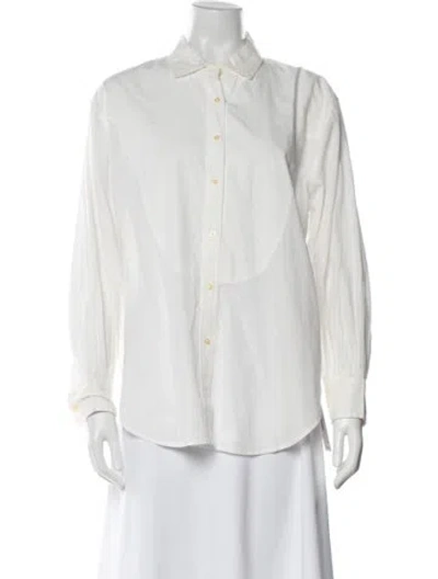 Pre-owned The Great Long Sleeve Button-up Top In White