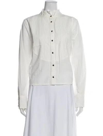 Pre-owned The Great Long Sleeve Button-up Top In White