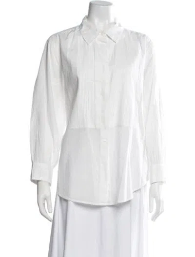 Pre-owned The Great Long Sleeve Button-up Top In White