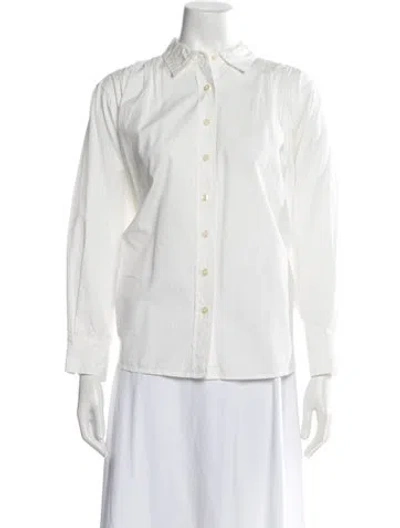 Pre-owned The Great Long Sleeve Button-up Top In White