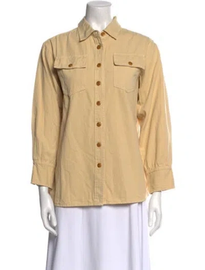 Pre-owned The Great Long Sleeve Button-up Top In Yellow