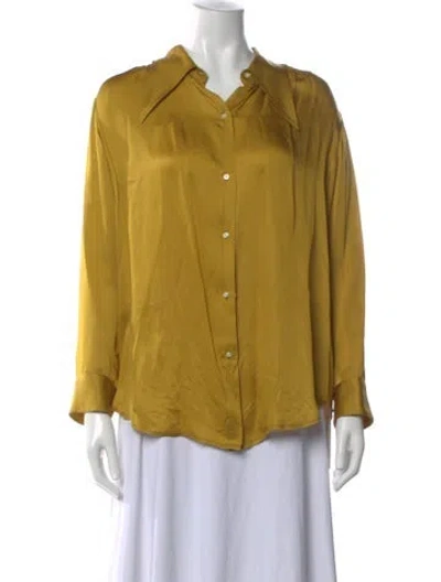 Pre-owned The Great Long Sleeve Button-up Top In Yellow