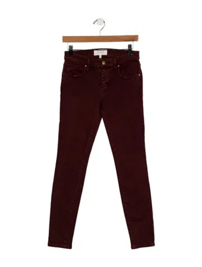 Pre-owned The Great Low-rise Skinny Leg Jeans In Burgundy