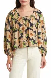 The Great The Magpie Floral Print Silk Crop Top In Multi