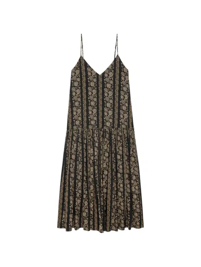 The Great Maxi Floral-print Drop-waist Dress In Black