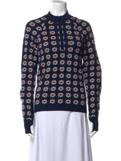 Pre-owned The Great Merino Wool Floral Print Sweater In Blue