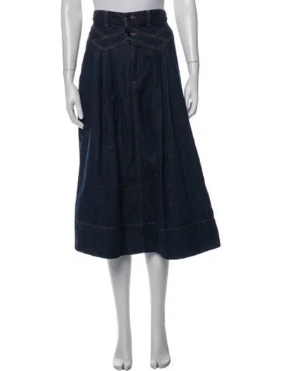 Pre-owned The Great Midi Length Skirt In Blue