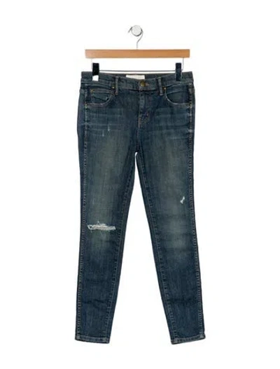 Pre-owned The Great Mid-rise Skinny Leg Jeans In Blue