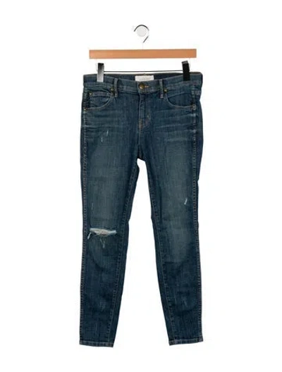 Pre-owned The Great Mid-rise Skinny Leg Jeans In Blue